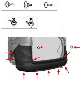 крепление заднего бампера Honda CR-V 4 (2012-2016)