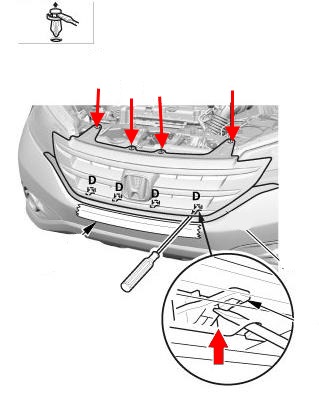 крепление переднего бампера Honda CR-V 4 (2012-2016)