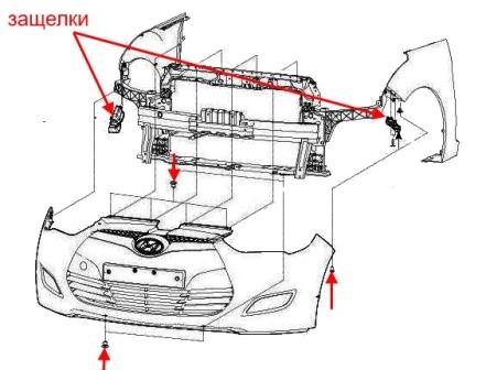 крепление переднего бампера Hyundai Veloster