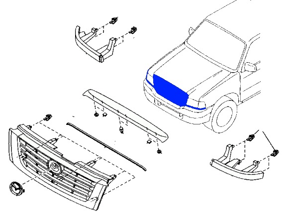 крепление решетки радиатора Mazda B-серии (1998-2006)