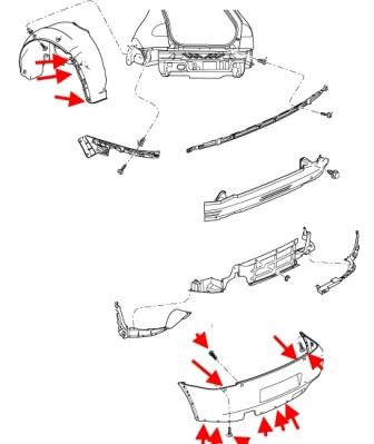 крепление заднего бампера SEAT Leon I (1999-2005 год)