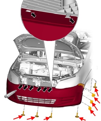крепление переднего бампера VW Sharan (после  2010 года)