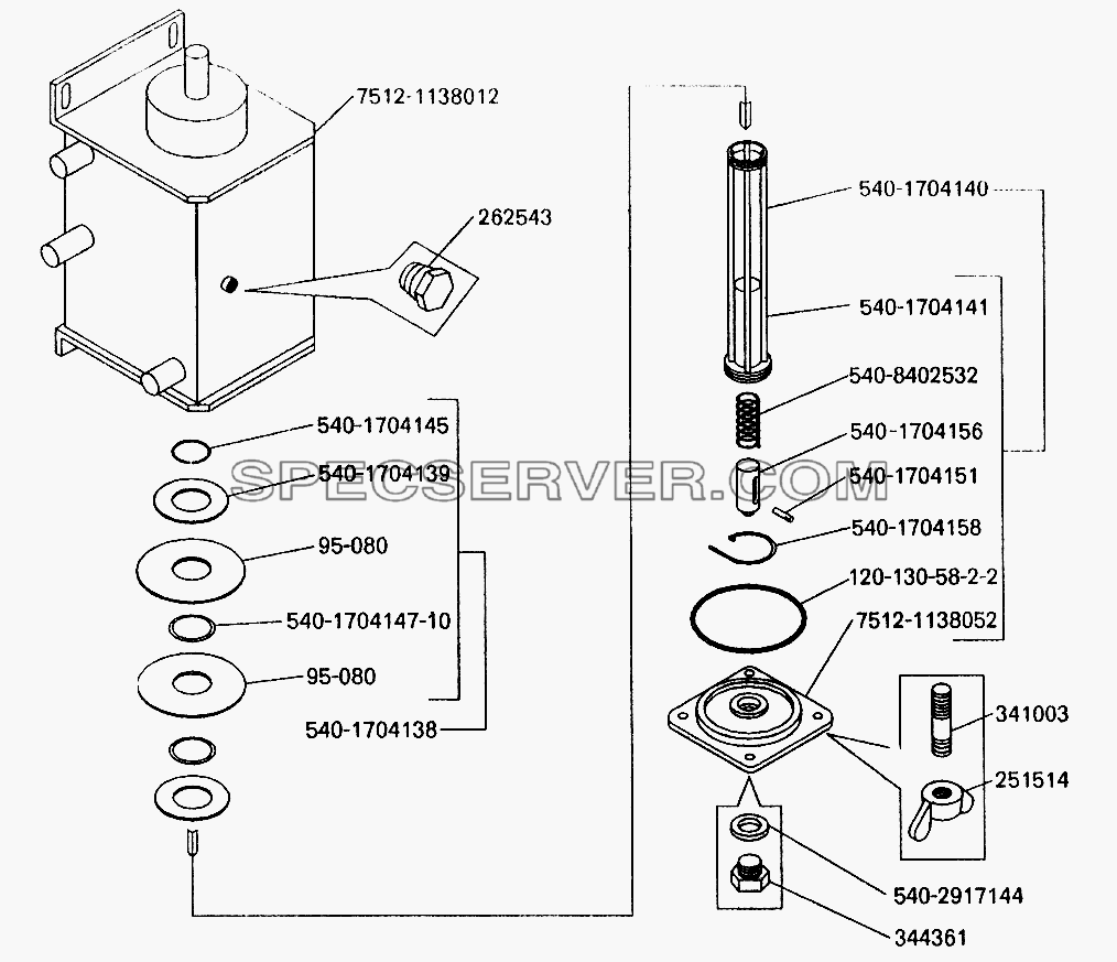 Обогреватель топлива с фильтром для БелАЗ-7512 (список запасных частей)