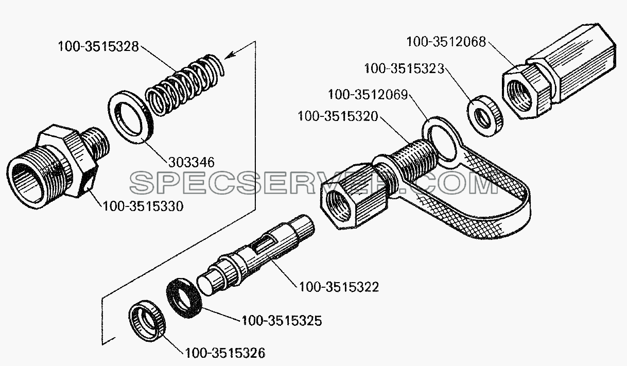 Клапан контрольного вывода для БелАЗ-7512 (список запасных частей)