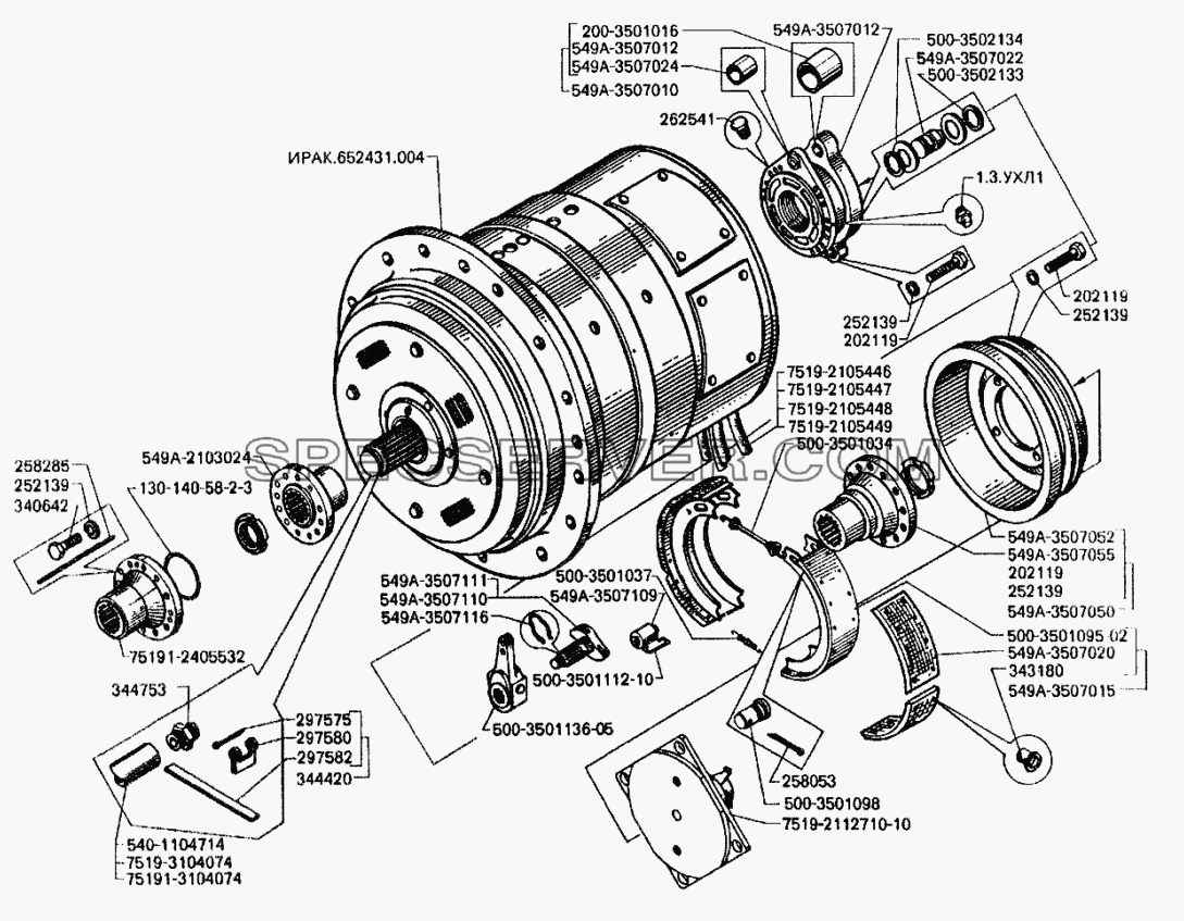 Электродвигатель тяговый с тормозным механизмом для БелАЗ-7512 (список запасных частей)