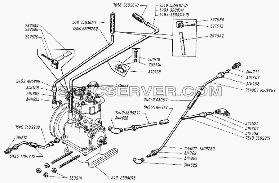 Трубопроводы компрессора для БелАЗ-7523 (список запасных частей)