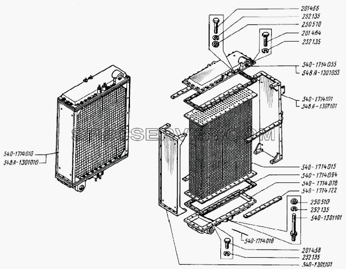 Радиатор охлаждения масла гидромеханической передачи для БелАЗ-7522 (список запасных частей)