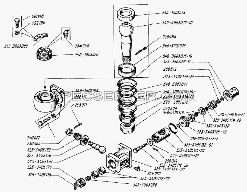 Распределитель гидравлического усилителя для БелАЗ-7522 (список запасных частей)