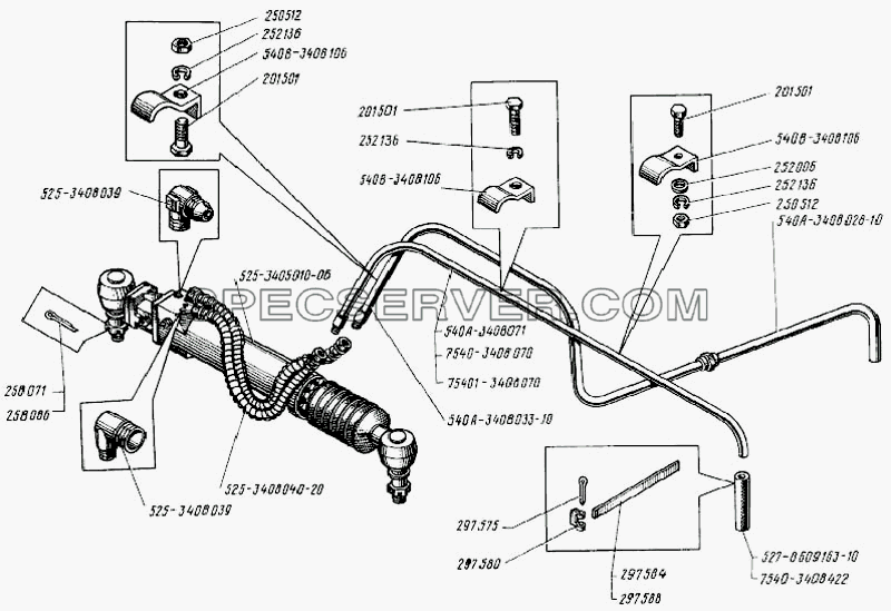 Трубопроводы рулевого управления для БелАЗ-7522 (список запасных частей)