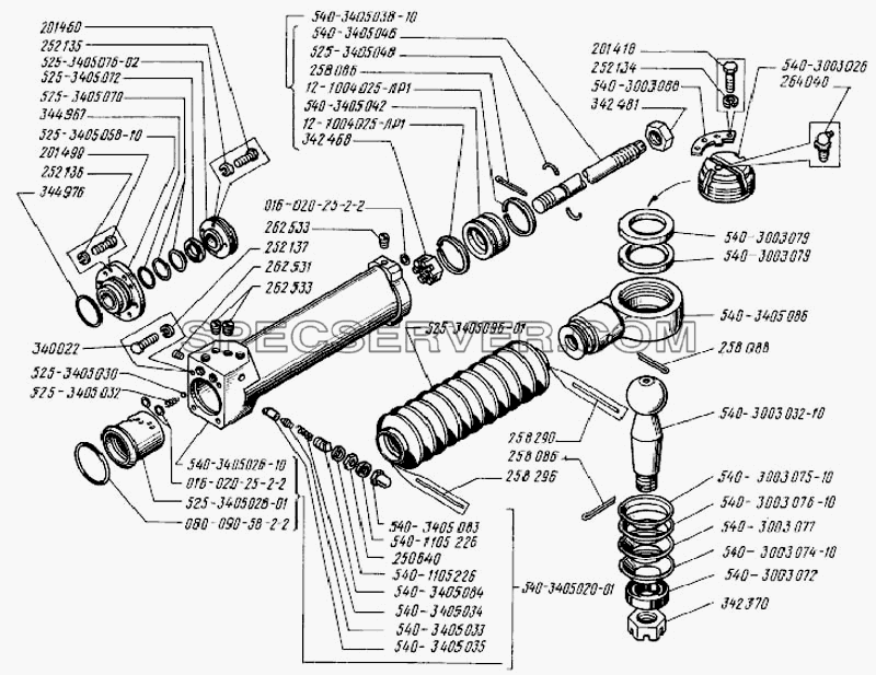 Цилиндр гидравлического усилителя для БелАЗ-7522 (список запасных частей)