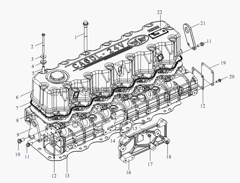 Компонент блока головки цилиндров для СА-3312 (P2K2LT4E) (список запасных частей)