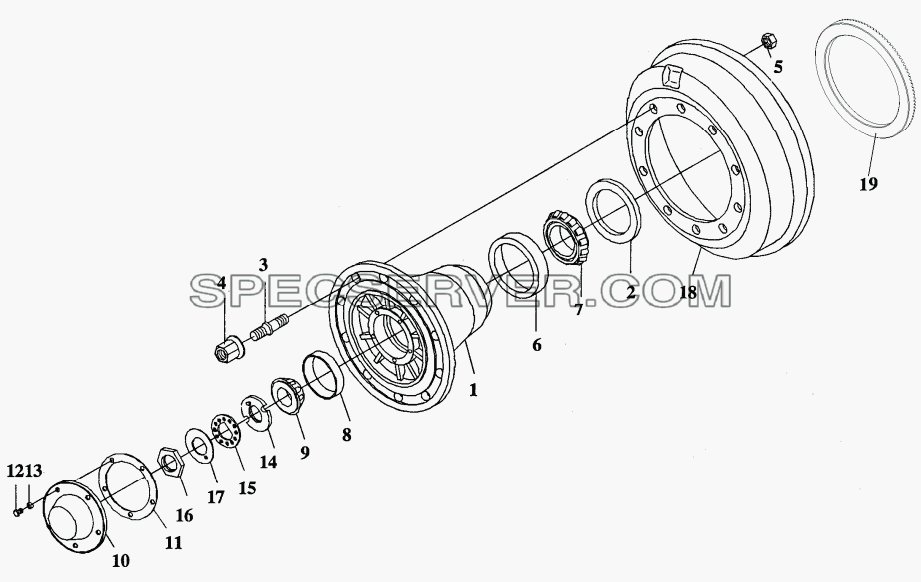 Ступицы и тормозные барабаны передних колес для СА-3312 (P2K2LT4E) (список запасных частей)