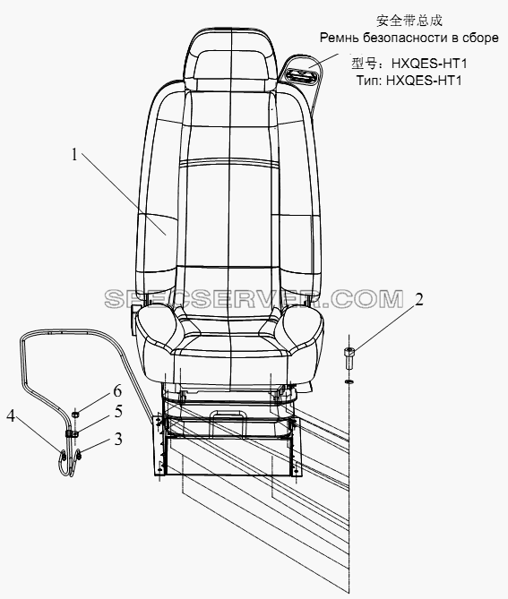 Сиденье водительское для СА-4180 (P66K2A) (список запасных частей)