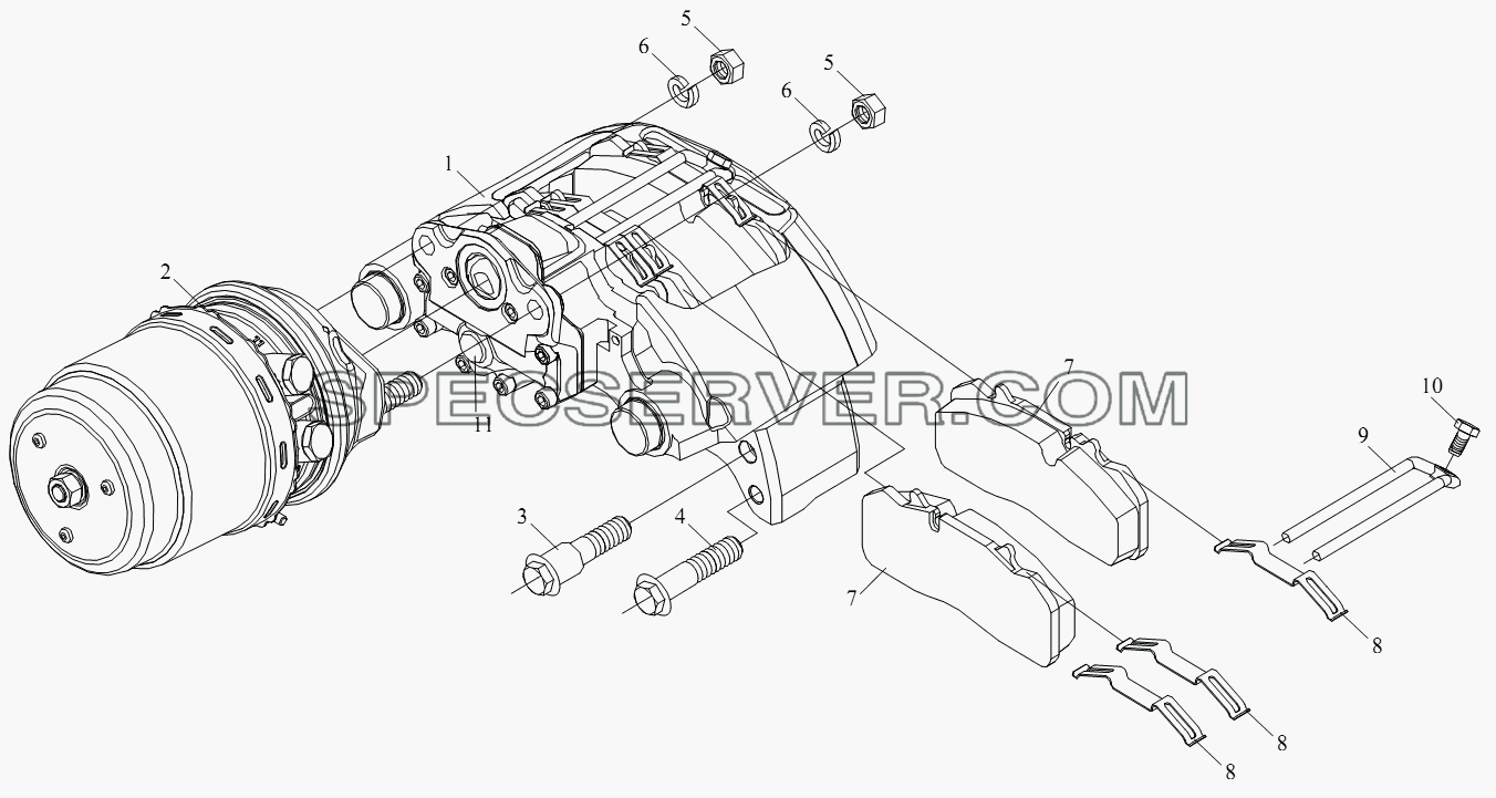 Дисковый тормоз заднего колеса для СА-4180 (P66K2A) (список запасных частей)