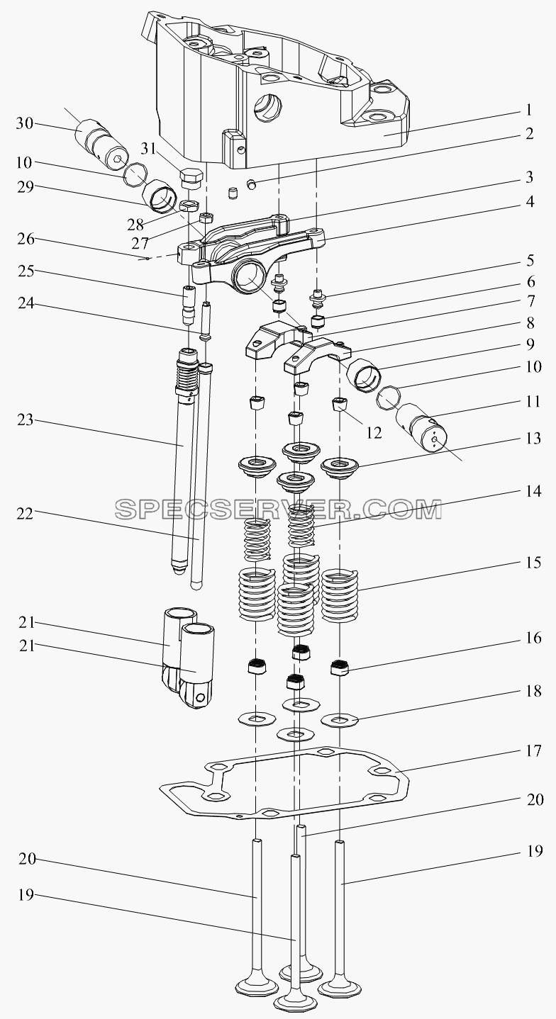 Блок клапанного механизма для СА-4250 (P66K22T1A1EX) (список запасных частей)