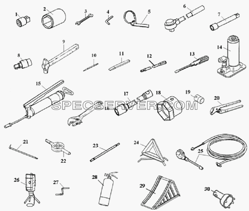 Сопроводительные инструменты для СА-4250 (P66K22T1A1EX) (список запасных частей)