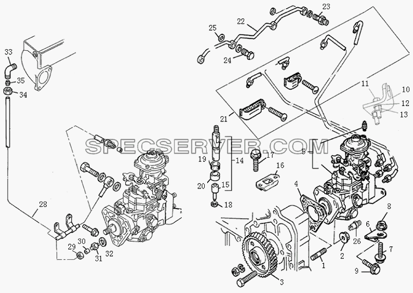 1S10411000101 Двигатель в сборе (топливная система) для BJ1041, BJ1069 (Ollin) (список запасных частей)