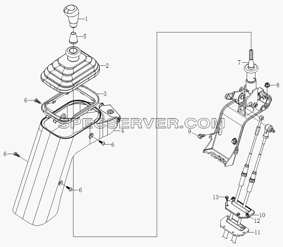 1S10511730101, 1S10611730102 Управляющий механизм переключения передач для BJ1051, BJ1061 (Aumark) (список запасных частей)