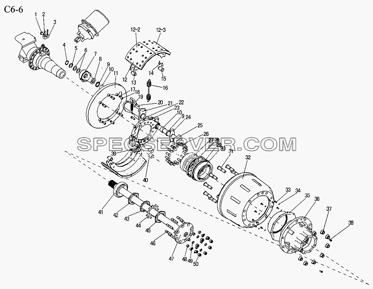 REAR BRAKE (C6-6) для Sinotruk 6x4 Tipper (290) (список запасных частей)