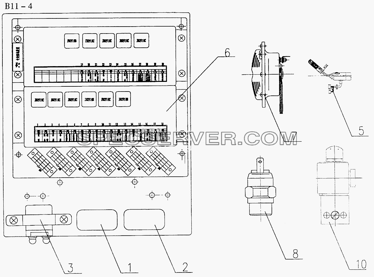 IMPLEMENT CARRIER II FOR CENTERAL CONTROL ELECTRICAL SYSTEM (B11-4) для Sinotruk 6x4 Tipper (290) (список запасных частей)