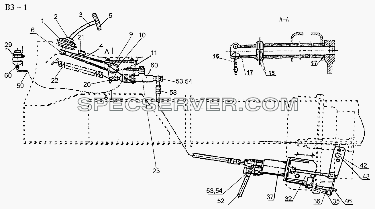 THE OPERATION SYSTEM OF Ф420MM CLUTCH (B3-1) для Sinotruk 6x4 Tipper (336) (список запасных частей)