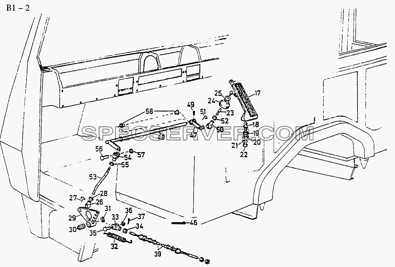 OPERATING LEVER FOR DRIVE RIGHT (B1-2) для Sinotruk 6x4 Tractor (371) (список запасных частей)