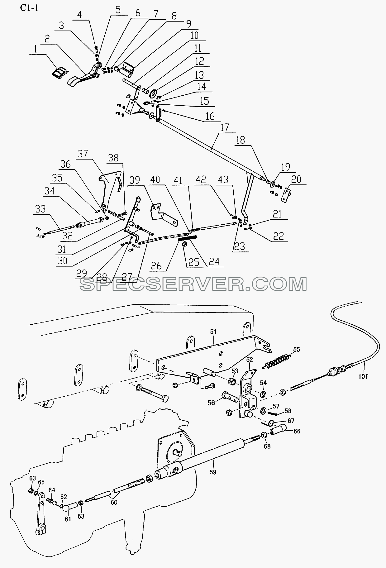 OPERATION DEVICE (C1-1) для Sinotruk 6x4 Tractor (371) (список запасных частей)