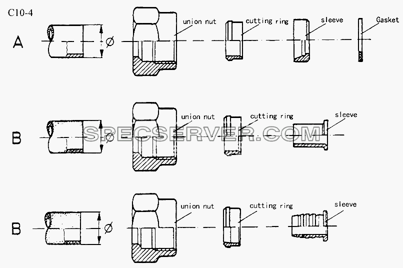 CONNECTOR FOR LINE B (C10-4-2) для Sinotruk 6x6 Tipper (336) (список запасных частей)