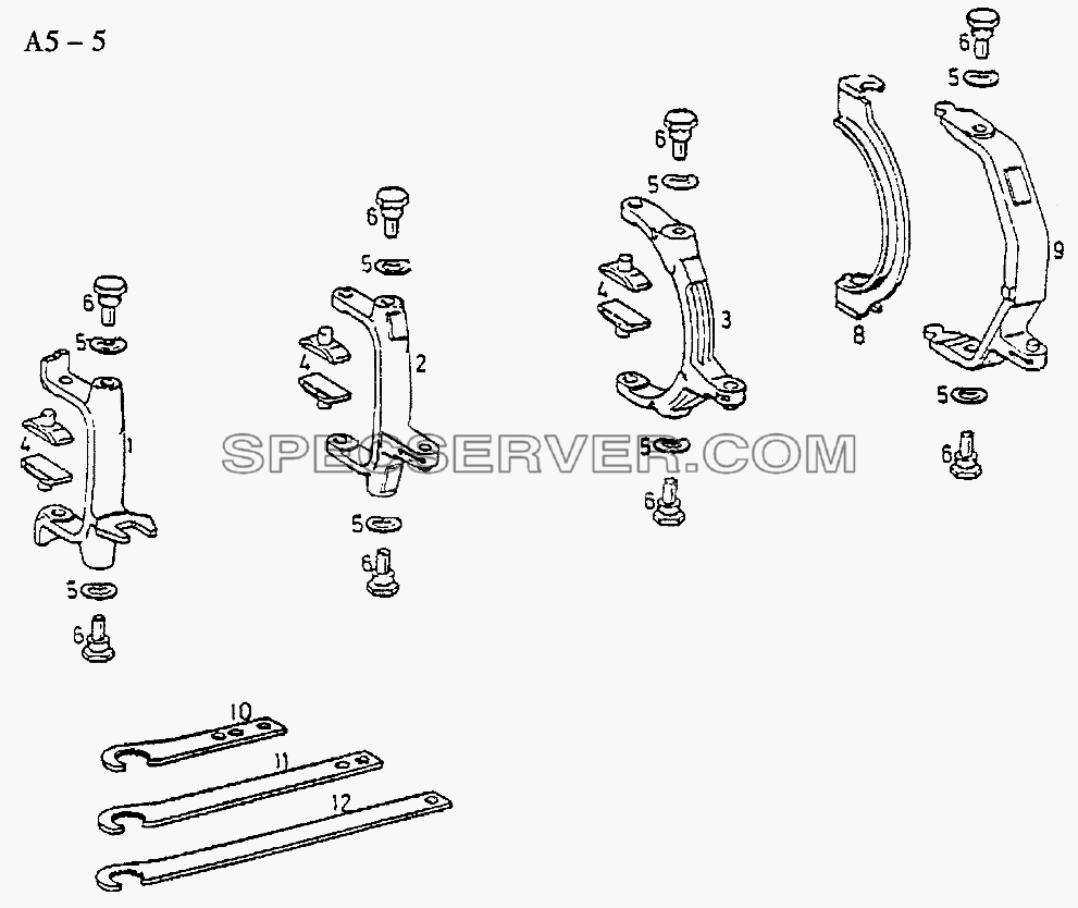 S6-120 SHIFTING GEAR FORK (A5-5) для Sinotruk 8x4 Tipper (336) (список запасных частей)