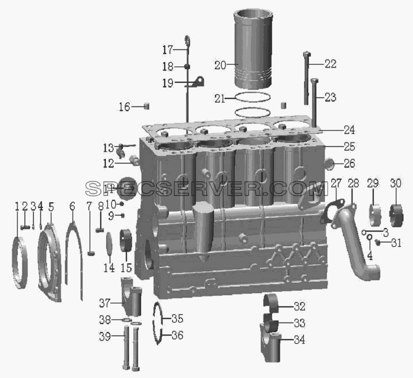 QC490Q(DI)-01000 Cylinder block assembly для HFC 1020K-D134 (список запасных частей)