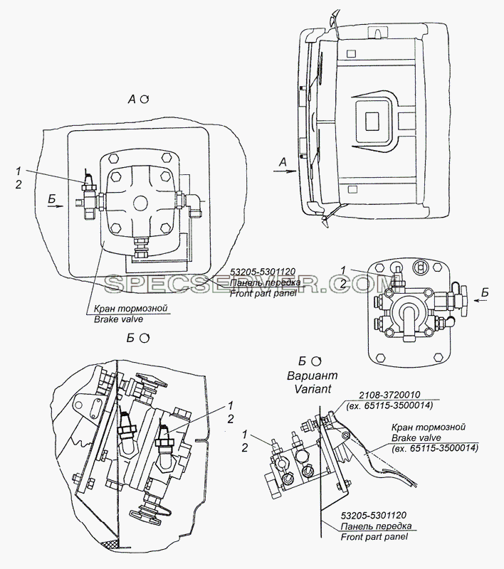 4308-3830002 Установка датчиков аварийного давления воздуха для КамАЗ-4308 (2008) (список запасных частей)