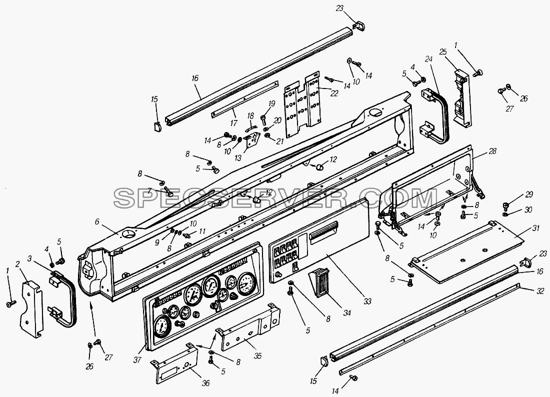 Монтаж и крепление панели приборов для КамАЗ-4310 (списка 2004 г) (список запасных частей)