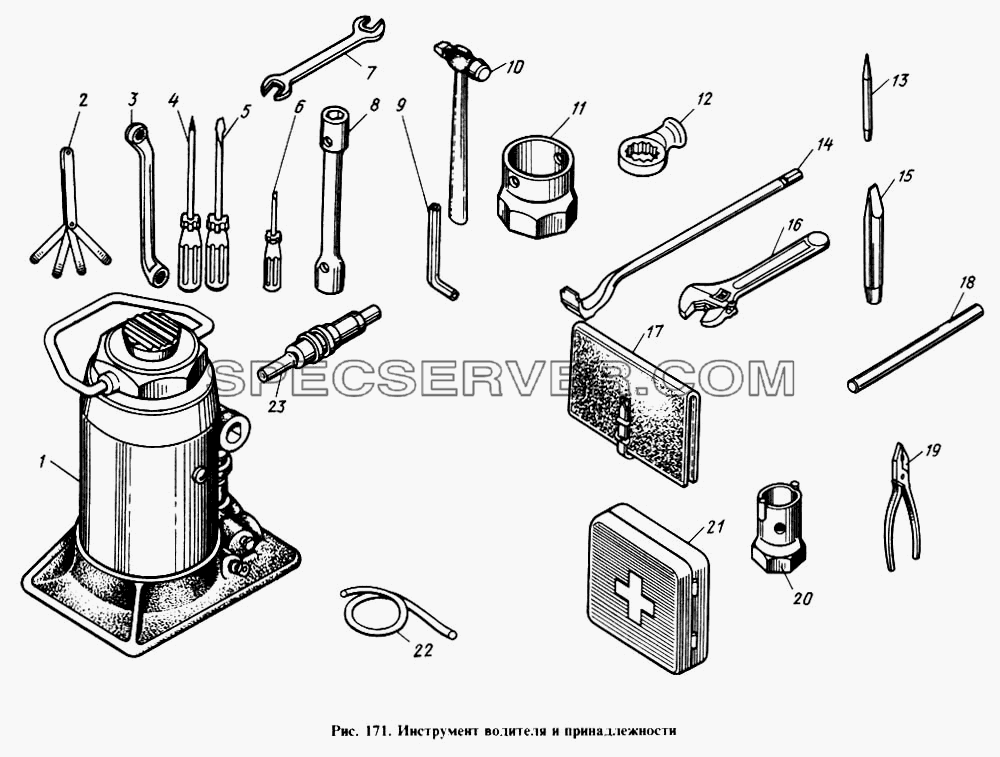 Инструмент водителя и принадлежности для КамАЗ-4310 (список запасных частей)