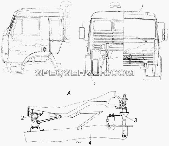 Установка кабины с оперением для КамАЗ-43118 (список запасных частей)