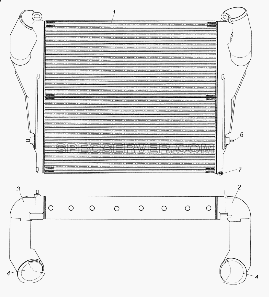 53205-1170300-01 Теплообменник охлаждения наддувочного воздуха для КамАЗ-43261 (Евро-1, 2) (список запасных частей)