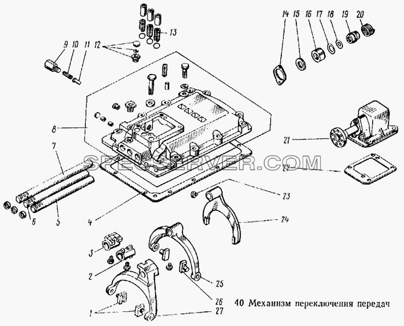 Механизм переключения передач для КамАЗ-5315 (список запасных частей)