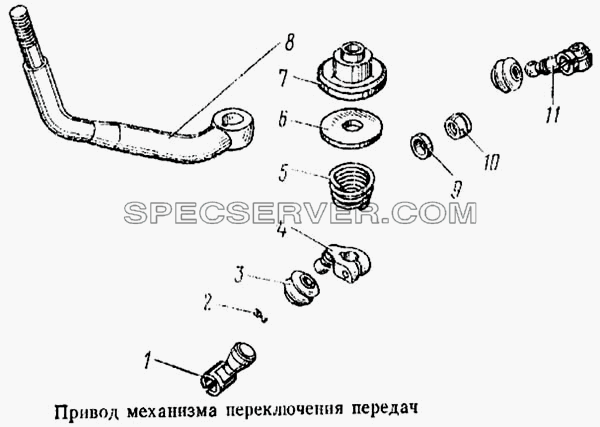 Привод механизма переключения передач для КамАЗ-5315 (список запасных частей)