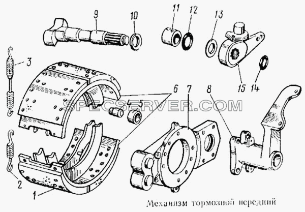 Механизм тормозной передний для КамАЗ-5315 (список запасных частей)