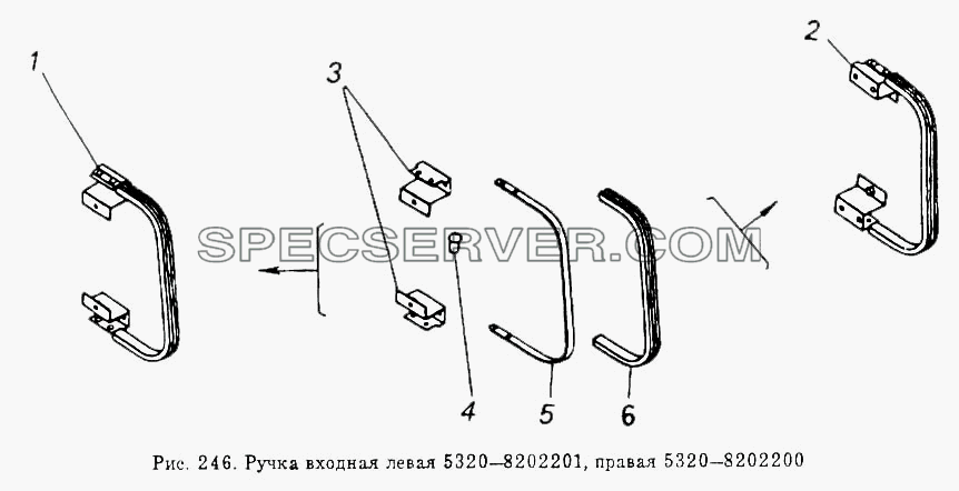 Ручка входная левая и правая для КамАЗ-5320 (список запасных частей)