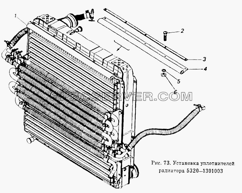 Установка уплотнителей радиатора для КамАЗ-5320 (список запасных частей)