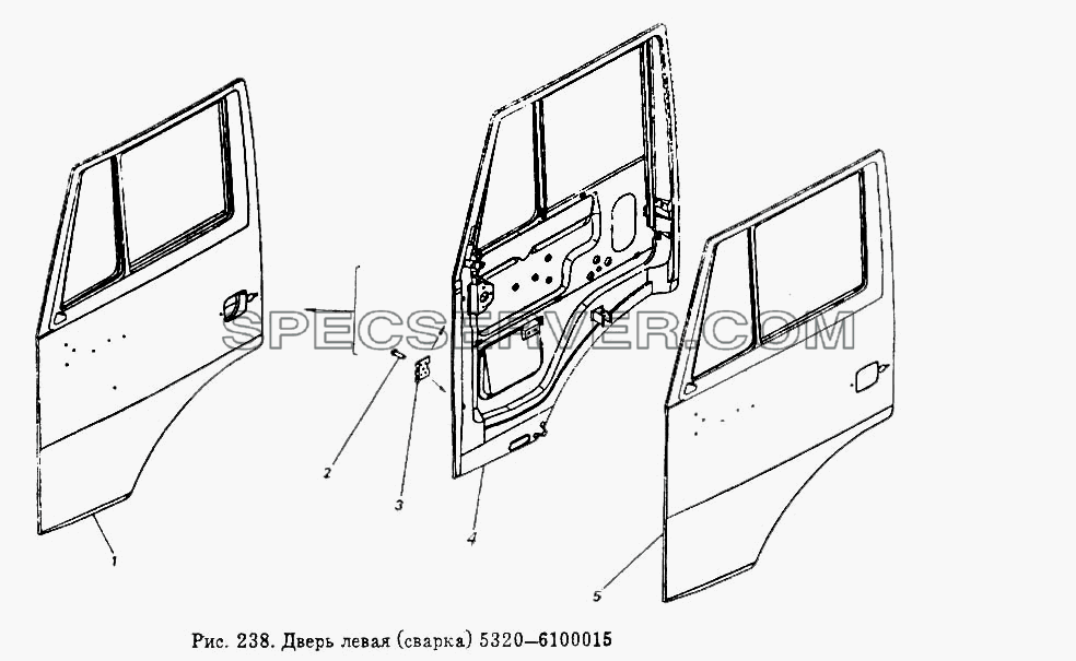 Дверь левая (сварка) для КамАЗ-53212 (список запасных частей)