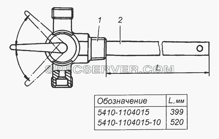 5410-1104015 Трубка приемная с краном в сборе для КамАЗ-53504 (6х6) (список запасных частей)