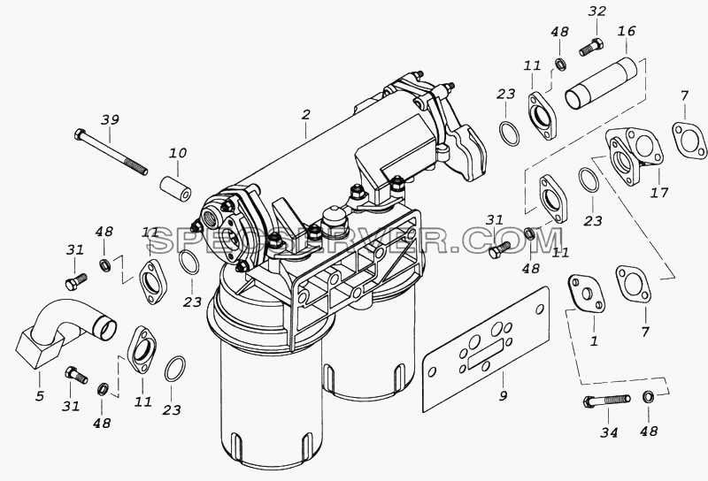 Установка фильтра и теплообменника для КамАЗ-5360 (список запасных частей)