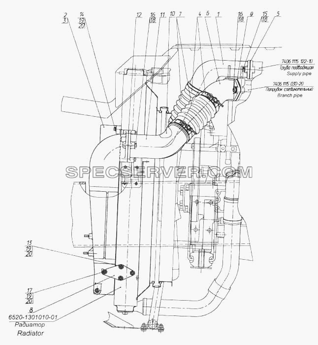 Установка системы ОНВ для КамАЗ-5360 (список запасных частей)