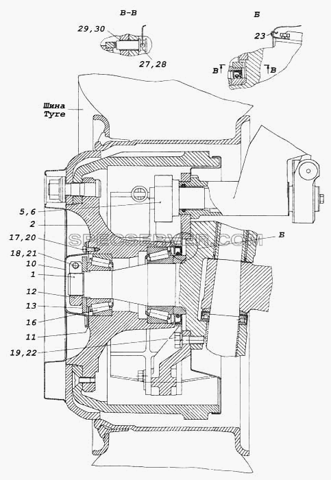 Ось передняя с тормозами для КамАЗ-5360 (список запасных частей)