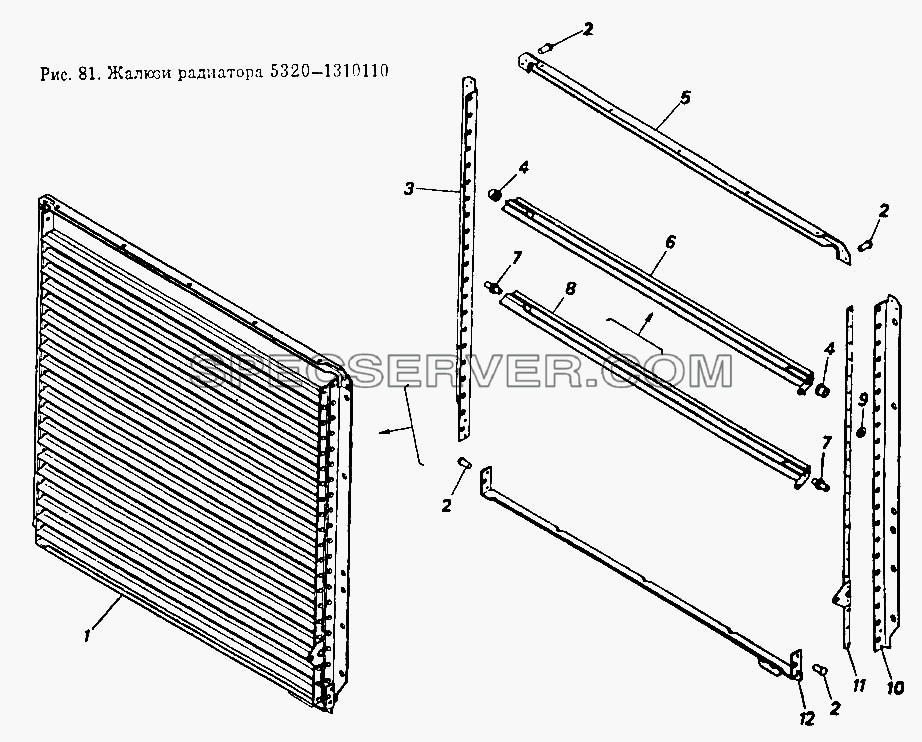 Жалюзи радиатора для КамАЗ-5410 (список запасных частей)