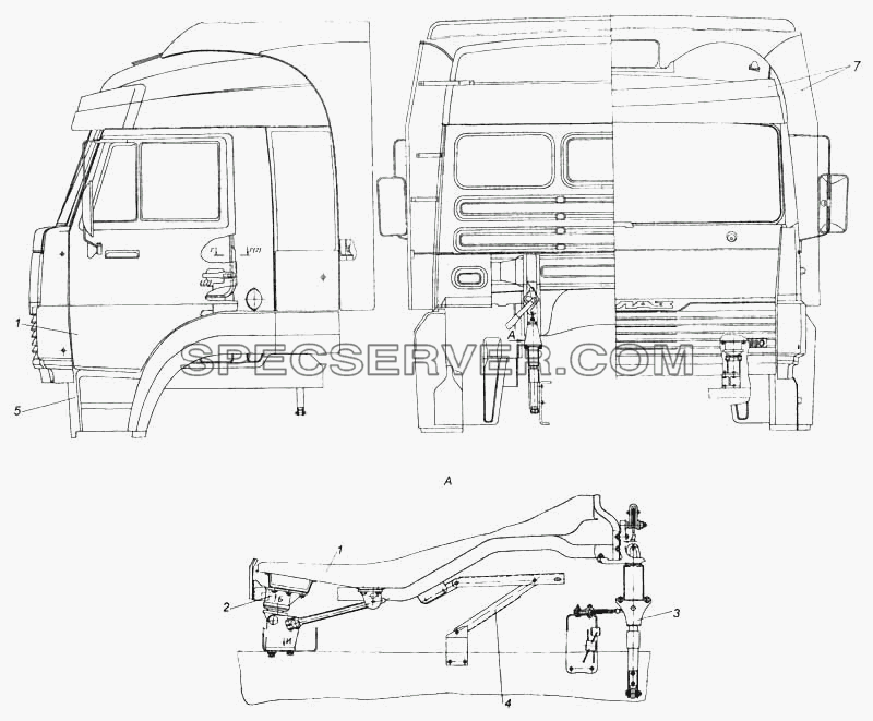 Установка кабины с оперением для КамАЗ-5460 (список запасных частей)