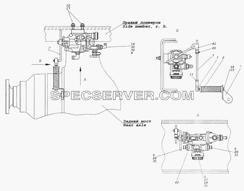 Установка регулятора тормозных сил для КамАЗ-5460 (список запасных частей)