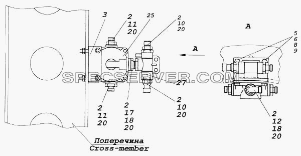 Установка ускорительного клапана для КамАЗ-5460 (список запасных частей)