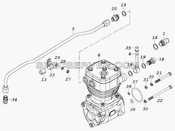 Установка компрессора для КамАЗ-5460 (список запасных частей)